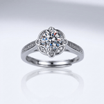 Silver Diamond Bloom Ring - (Adjustable)