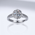 Silver Diamond Bloom Ring - (Adjustable)