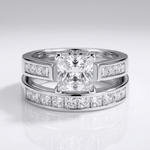 Silver Square Zirconia Halo Ring