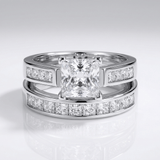 Silver Square Zirconia Halo Ring