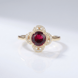 Gold Ruby Diamond Halo Ring