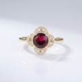 Gold Ruby Diamond Halo Ring