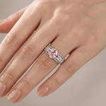Pink Crystal Band Ring - (Adjustable)