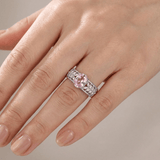 Pink Crystal Band Ring - (Adjustable)
