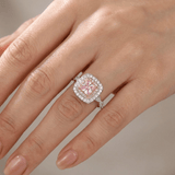 Pink Cushion Zirconia Halo Ring