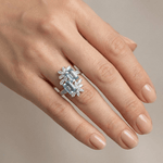 Aquamarine Crystal Silver Ring - (Adjustable)