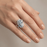 Aquamarine Crystal Silver Ring - (Adjustable)