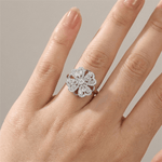 Baguette Zirconia Rotating Flower Ring - (Adjustable)