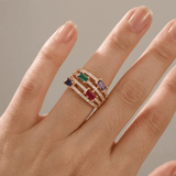 Gold Colourful Gemstone Ring - (Adjustable)