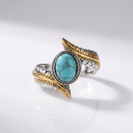 Silver Gold Turquoise Bohemian Ring