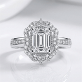 Rectangle Diamond Halo Ring