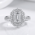 Rectangle Diamond Halo Ring