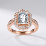 Rectangle Diamond Halo Ring