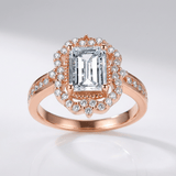 Rectangle Diamond Halo Ring