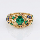 Gold Emerald Sapphire Vintage Ring