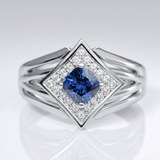 Silver Sapphire Star Ring