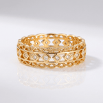 Gold Diamond Open Work Ring