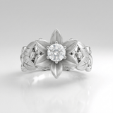 Silver Zirconia Petal Crown Ring