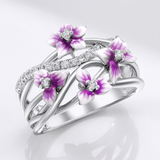 Silver Purple Blossom Garden Ring