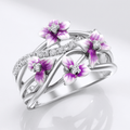 Silver Purple Blossom Garden Ring