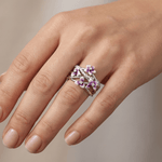 Silver Purple Blossom Garden Ring
