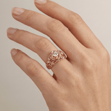 Zirconia Rose Carved Vintage Ring
