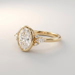 Gold Oval Zirconia Pear Trio Ring - (Adjustable)