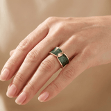 Jade Double Stone Ring - (Adjustable)