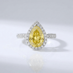 Yellow Pear Diamond Halo Ring