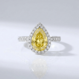 Yellow Pear Diamond Halo Ring