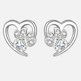 Paw and Heart Earrings with Zirconia