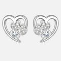 Paw and Heart Earrings with Zirconia