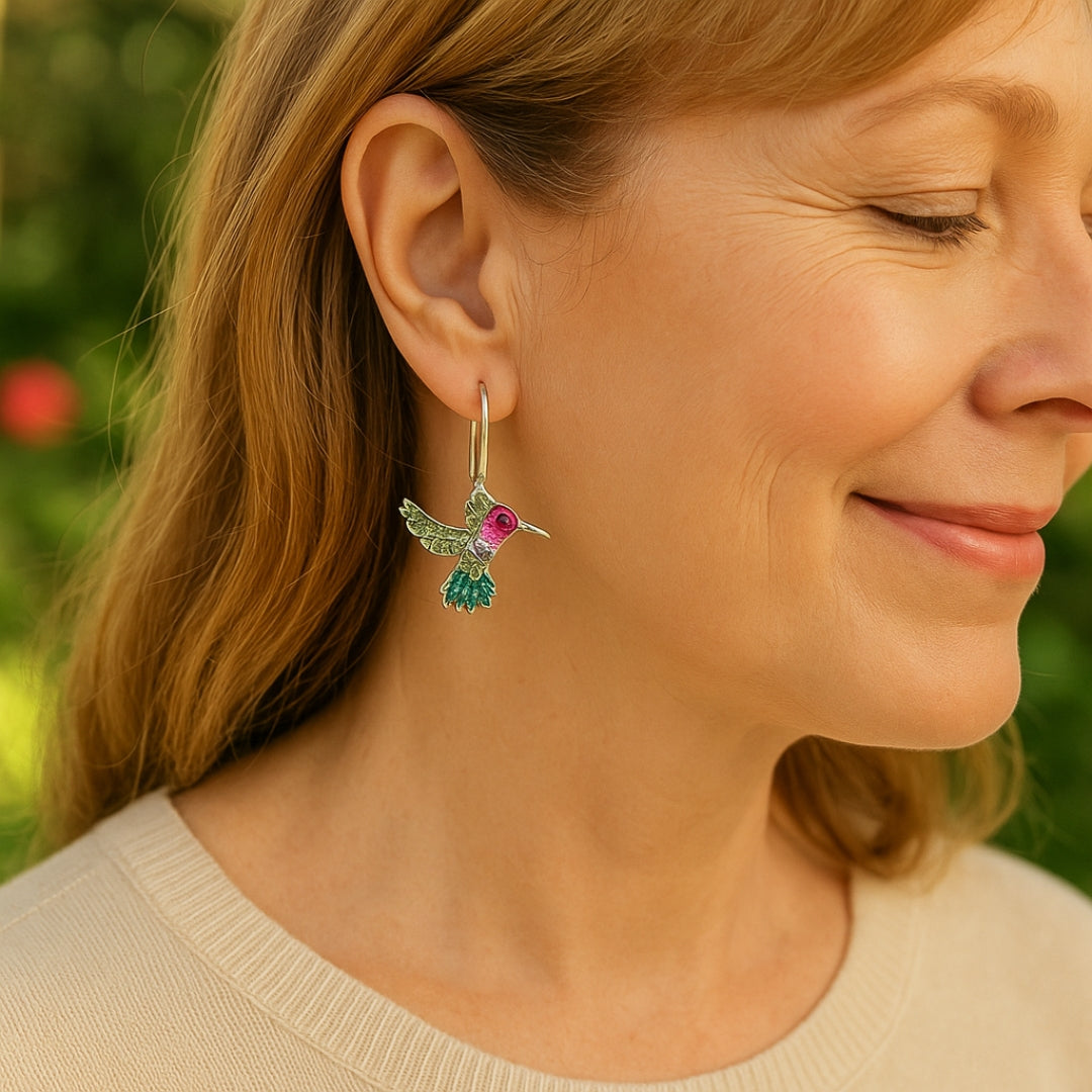 Colourful Hummingbird Sparkle Earrings
