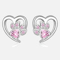 Paw and Heart Earrings with Zirconia