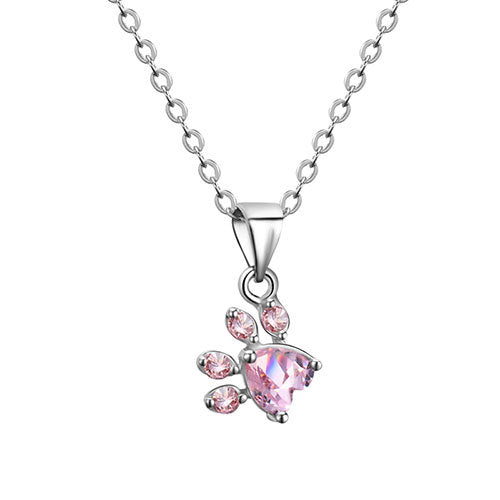 Rose Gold Paw Jewellery Set – 4 Pieces with Zirconia Heart (Ring, Necklace, Earrings, Bracelet)