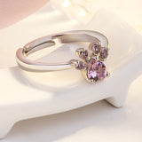 Rose Gold Paw Jewellery Set – 4 Pieces with Zirconia Heart (Ring, Necklace, Earrings, Bracelet)