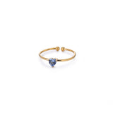 Birthstone Ring Titanium Steel Plated 18K Open Adjustable Gold