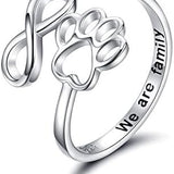 Handcrafted Paw & Heart Ring – Adjustable 925 Sterling Silver