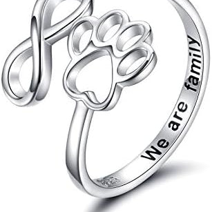 Handcrafted Paw & Heart Ring – Adjustable 925 Sterling Silver
