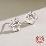 Paw Stud Earrings in Sterling Silver – With Sparkling Zirconia