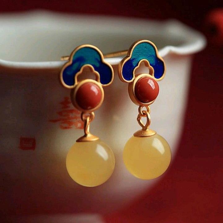 Vintage Colourful Yellow Crystal Earrings