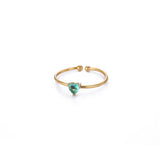 Birthstone Ring Titanium Steel Plated 18K Open Adjustable Gold