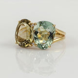 Vintage Olive Glass Gold Ring