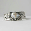 Vintage White Stone Silver Wavy Ring