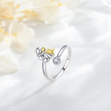 925 Sterling Silver Dog Ring wit Zirconia – Adjustable & Handmade