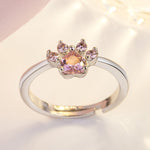 Rose Gold Paw Jewellery Set – 4 Pieces with Zirconia Heart (Ring, Necklace, Earrings, Bracelet)