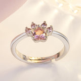 Rose Gold Paw Jewellery Set – 4 Pieces with Zirconia Heart (Ring, Necklace, Earrings, Bracelet)