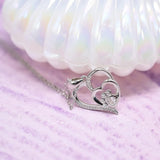 Sterling Silver Paw & Heart Necklace with Zirconia