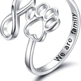 Handcrafted Paw & Heart Ring – Adjustable 925 Sterling Silver