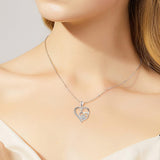 Sterling Silver Paw & Heart Necklace with Zirconia